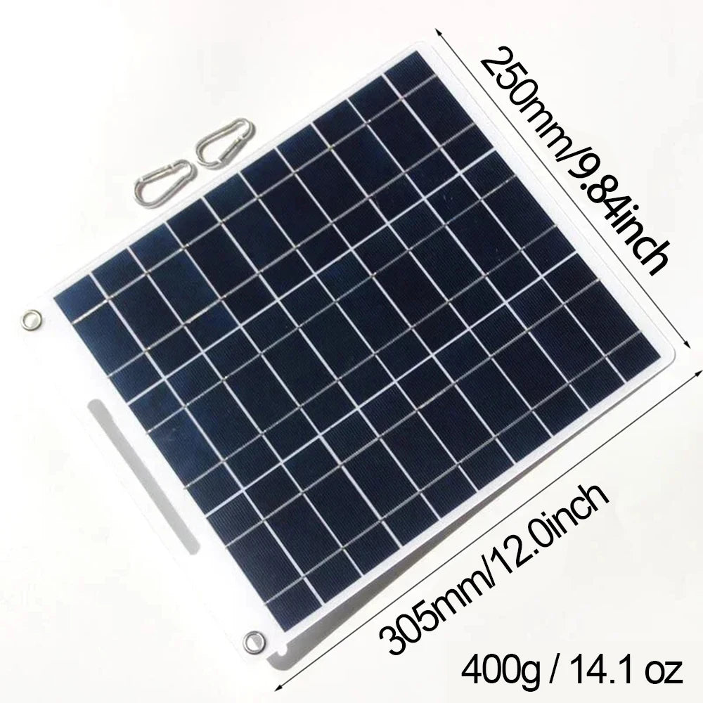 100W Solar Charger Dual USB Ports Waterproof Portable Panel Outdoor