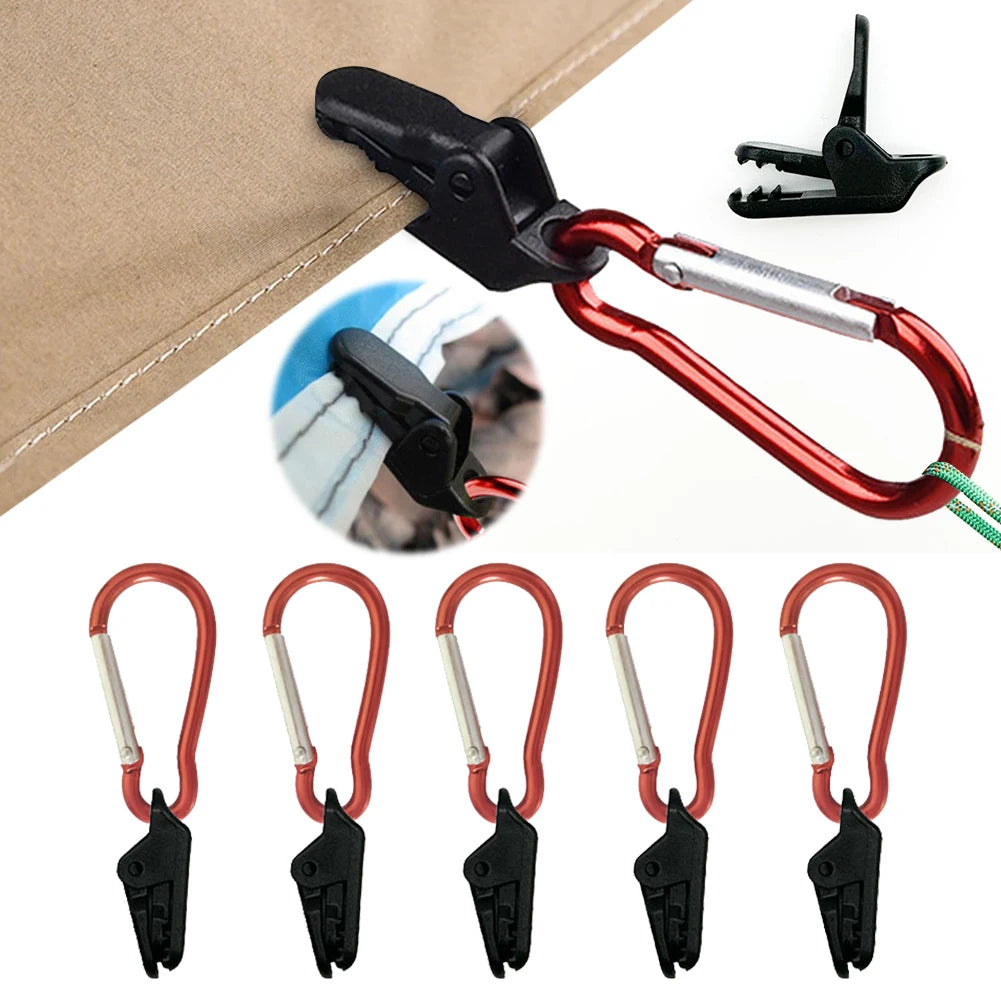 Camping Tarp Clips Carabiner Hanging Hooks Outdoor Tent Windproof