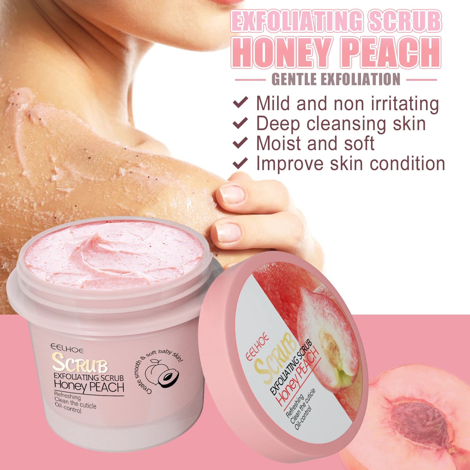 EELHOE Honey Peach Body Scrub Cream – Exfoliate & Glow Body Scrub Cream Zpaxo
