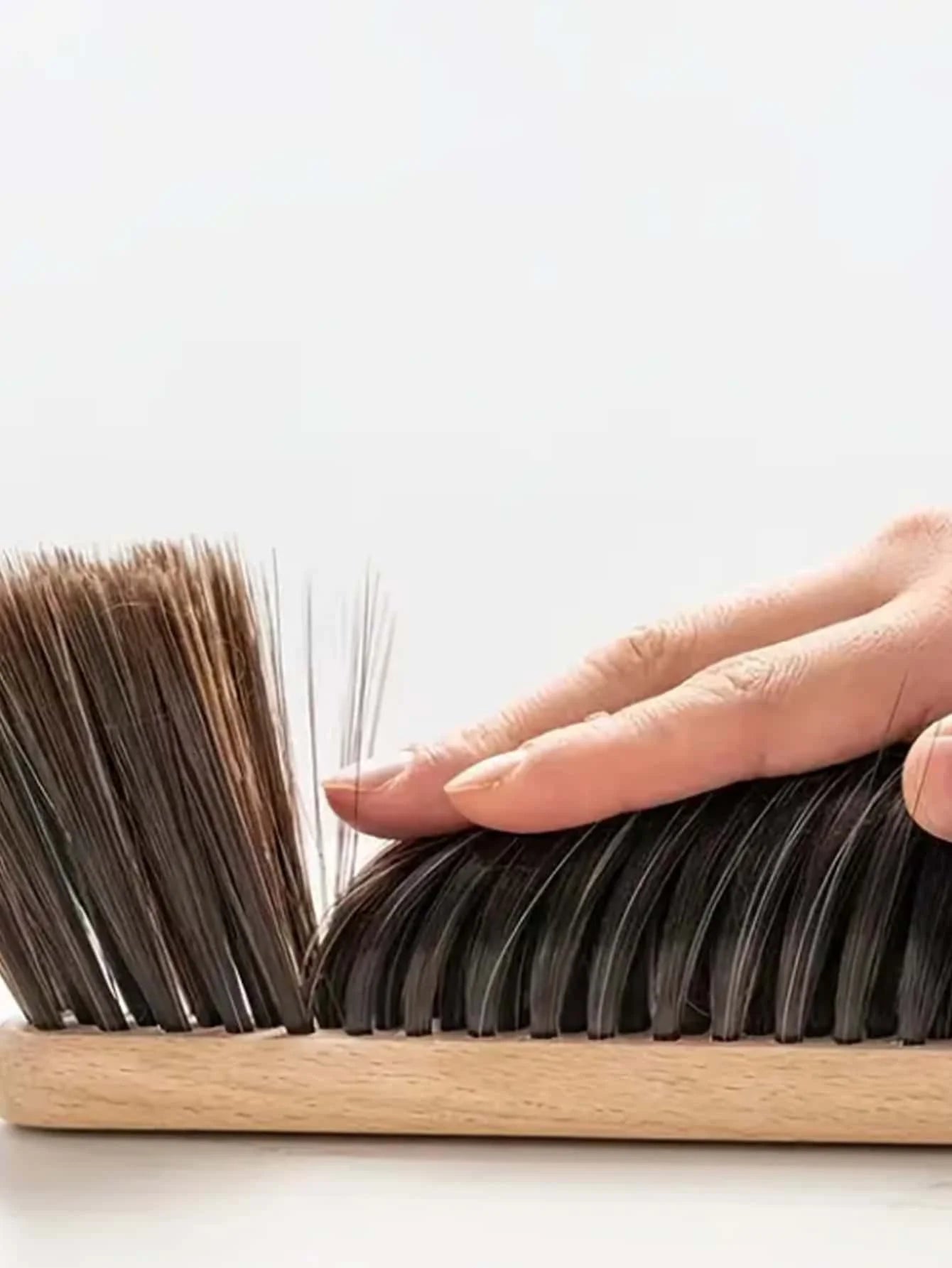 1pc Hand Broom Counter Duster With Long Wooden Handle For Home Cleaning Furniture Zpaxo