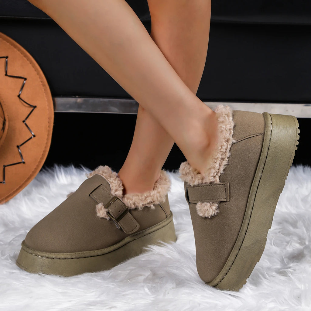 Women Ankle Boots 2025 New Comfortable Leisure Shoes Round Toe Platform Cotton Shoes Women Thick Bottom Plush Casual Snow Boots Zpaxo