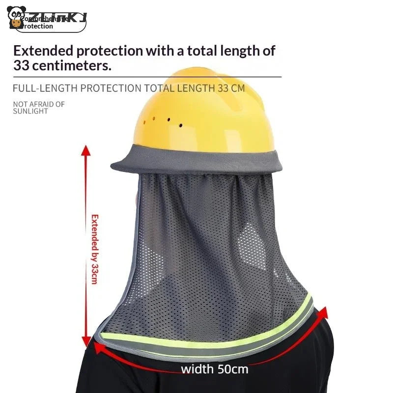 ▶Safety Helmet Sunshade Panel Construction Site Sunshade Hat Breathable Wide-brimmed Cap Curtain Building Construction Sun Hats Zpaxo
