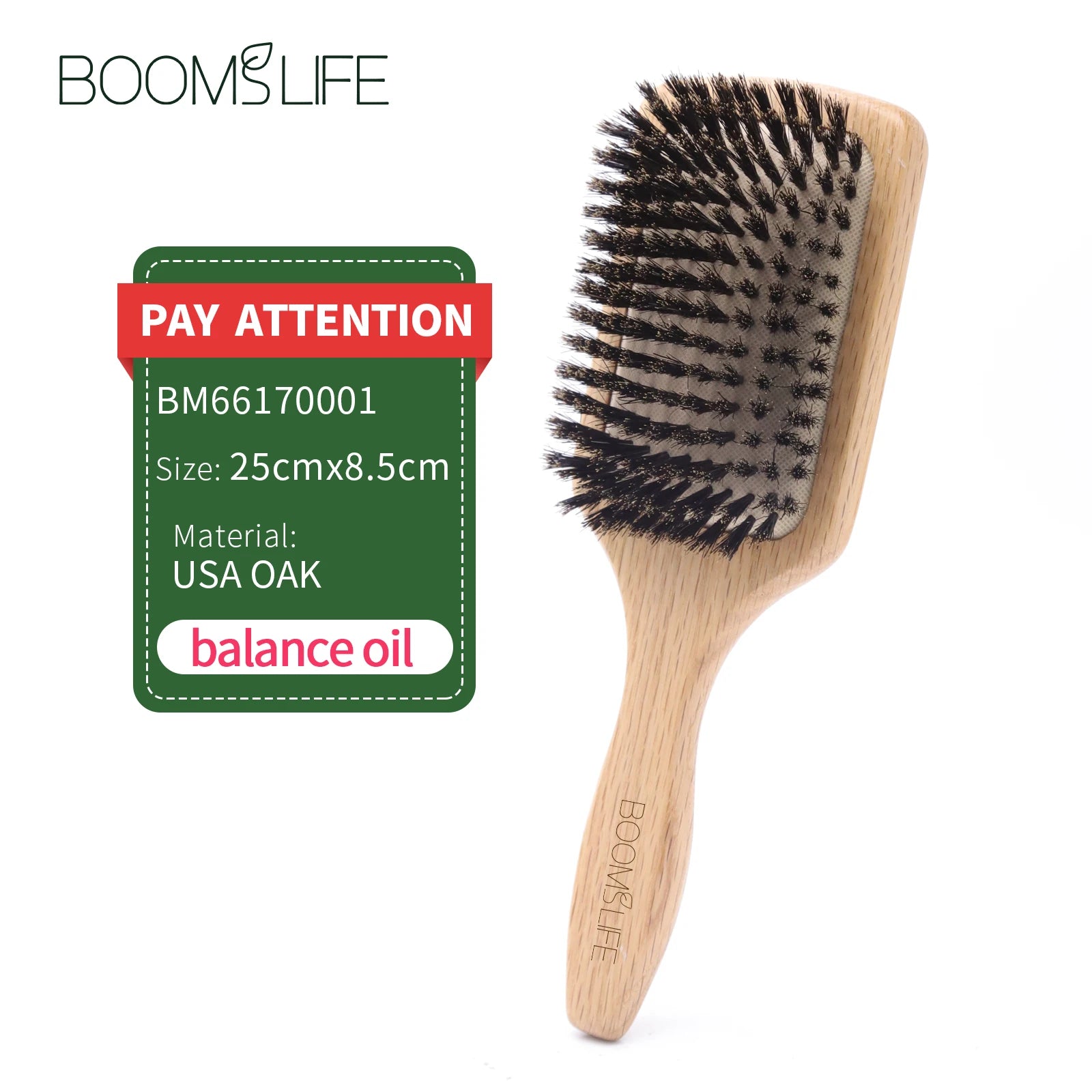 Boar Bristle HairBrush Wood Hair Brush Peine OAK Wood Combs for Women Barber Beauty Care Paddle Scalp Massage Brush Zpaxo Boar Bristle 1