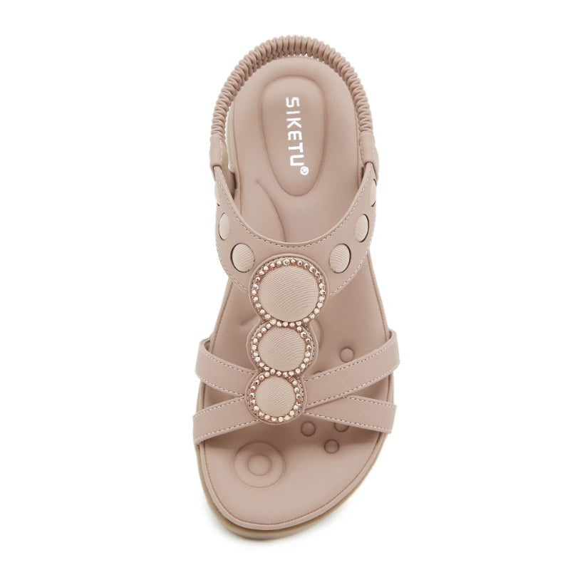 2025 European American Sandals Latex Bohemian Rhinestones Comfortable Zpaxo