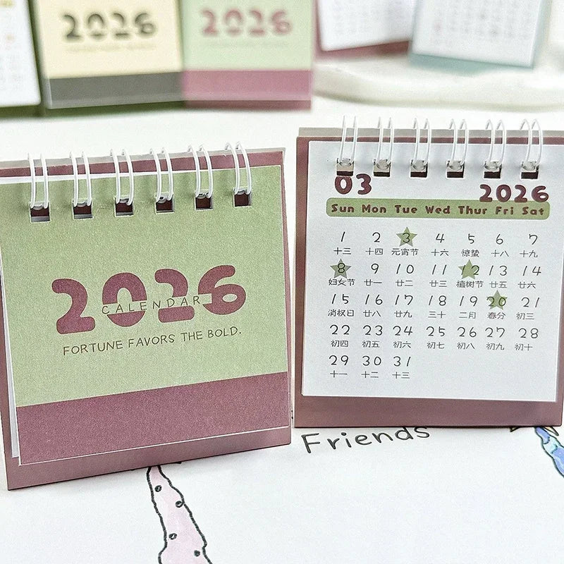 2026 Mini Simple Calendar Small Desk Calendar Creative Coil Calendar Planner Desktop Decoration Office Stationery Zpaxo