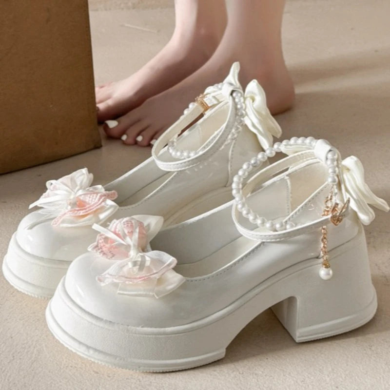 2026 Spring Autumn Women's Elegant Bow Pearl Embellishment Single Zpaxo