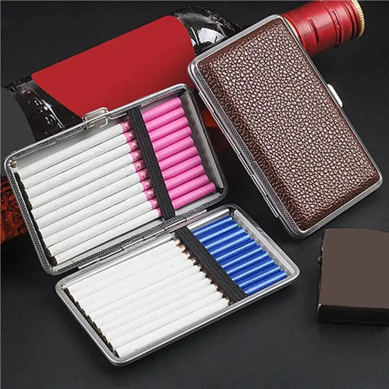 Leather Cigarettes Case Creative Classic 20-piece Pocket Box Cigarettes Storage Reusable PU Leather Cigarettes Container Zpaxo