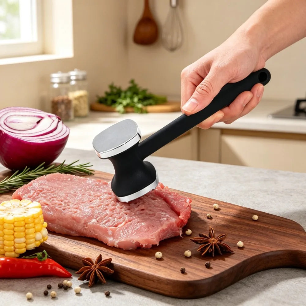 Meat Tenderizer Tool Double Side Hammer Comfort-grip Handle Heavy