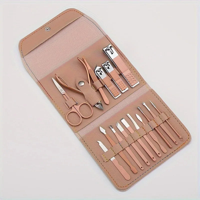 16Pcs Professional Manicure Pedicure Set Nail Clippers Cuticle Nippers Kit With Travel Case Zpaxo