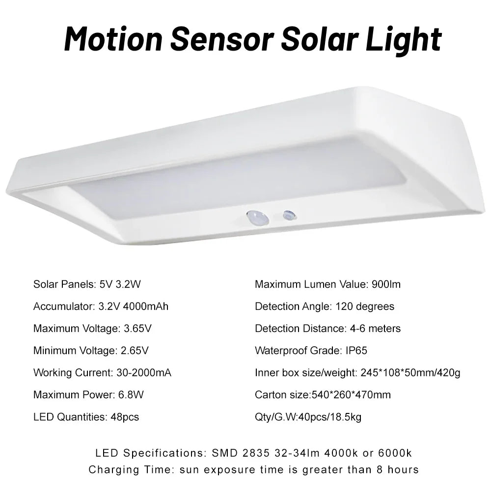 Outdoor Solar Powered LED Lights PIR Sensor Rechargeable Lamp Zpaxo
