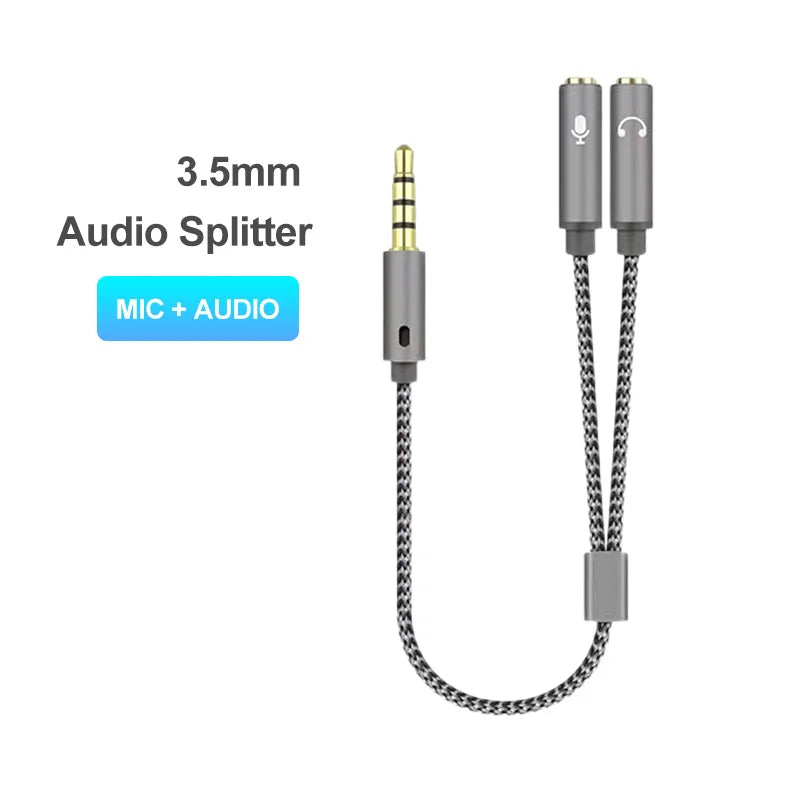 Headset Splitter Audio+mic Stereo Headphone Audio 4 Pole Jack Y Cable Zpaxo