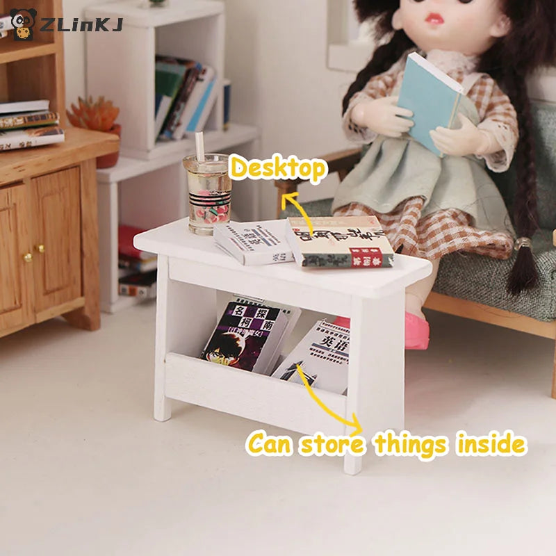 ▶1:12 Dollhouse Mini Stool Desk Table Model Cabinet Bookshelf Furniture Decor Toy Zpaxo