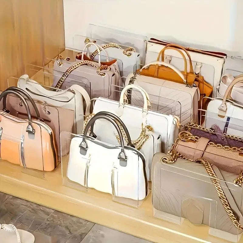 2-piece transparent storage-4-compartment closet storage with partition | for storing handbags, ties, scarves and accessories. Zpaxo