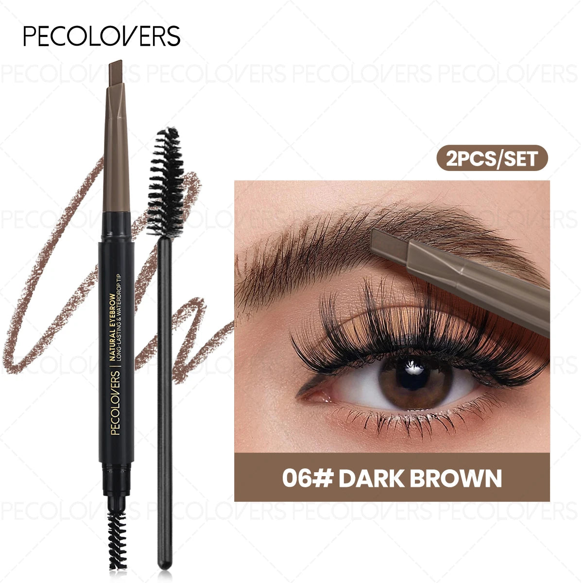 1PCS Waterproof Eyebrow Pencil with Eyebrow Brush, Accurate Makeup Application, Anti-smearing, Natural and Wild Eyebrows Zpaxo 06