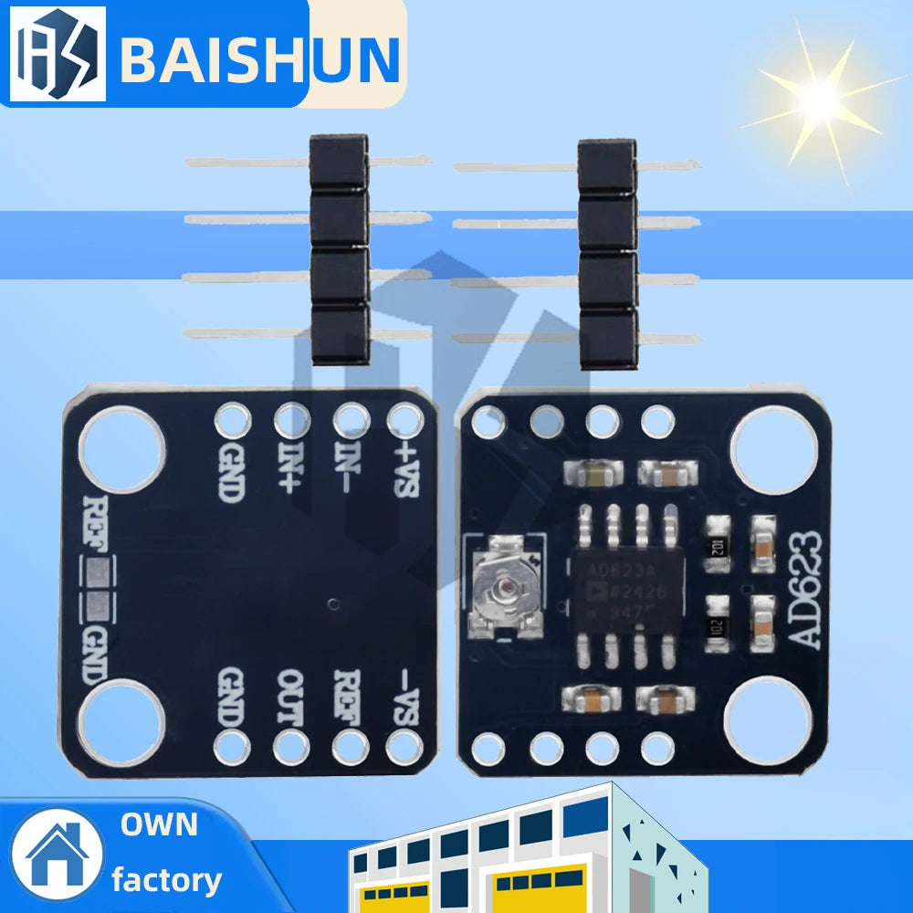 AD623 Instrument Amp Board Adjustable Gain 3-12V Single Dual Power Module Thermocouple Transducer Amplifier Zpaxo ad623 1pc