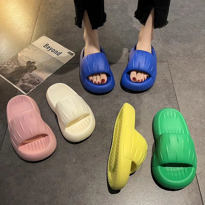 SHAJI Unisex Premium Solid Bread EVA Slides Striped Non Slip Washable