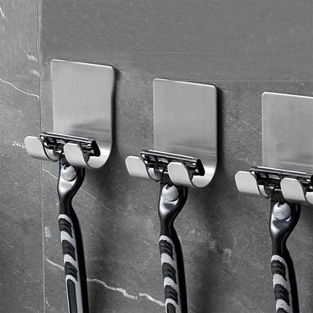 1pc Stainless Steel Razor Hook Wall Adhesive Shaving Shaver Shelf Storage Holder for Bathroom Kitchen Organizer Zpaxo