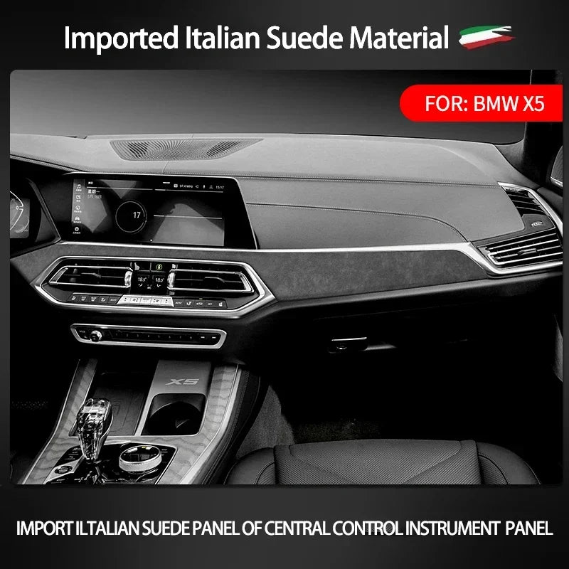Alcan tara Suede Car Center Console Dashboard Instrument Panel Decoration Strip Stickers For BMW X5 2019 2020 2021 2022 2023 Zpaxo