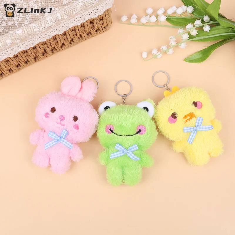 ▶1Pcs Cartoon Mini 4 Animal Little Bear Rabbit Frog Chicken Stuffed Plush Toy Plush Animal Keychain Decorate Zpaxo