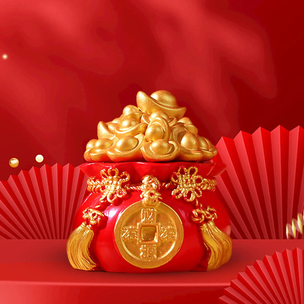 Prosperity Wealth Sculpture Centerpiece Treasure Basin Statue for Office Shelf Desk Tabletop Art Craft Ornament Home Decoration Zpaxo