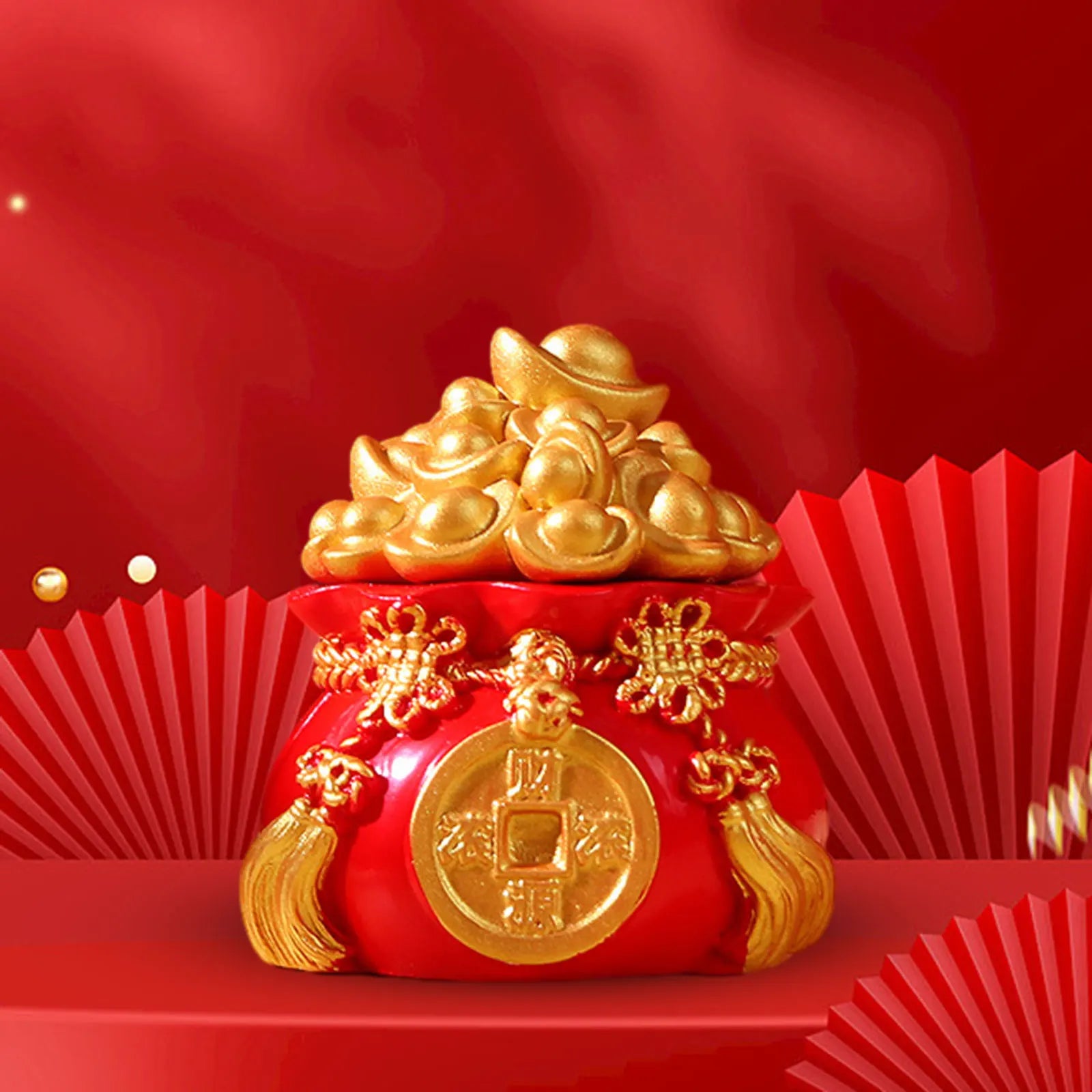 Prosperity Wealth Sculpture Centerpiece Treasure Basin Statue for Office Shelf Desk Tabletop Art Craft Ornament Home Decoration Zpaxo