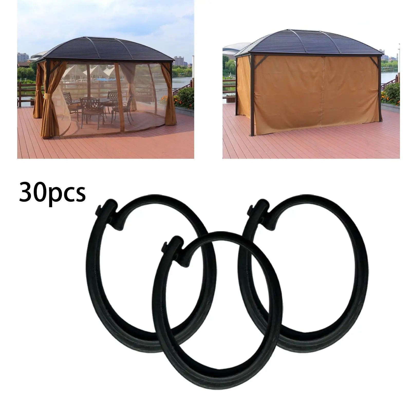 30Pcs Gazebo Curtain Hooks Universal Professional Easy to Install, Track Hooks for Yard, Garden, Canopy, Mesh Screen, Outdoor, Zpaxo Default Title
