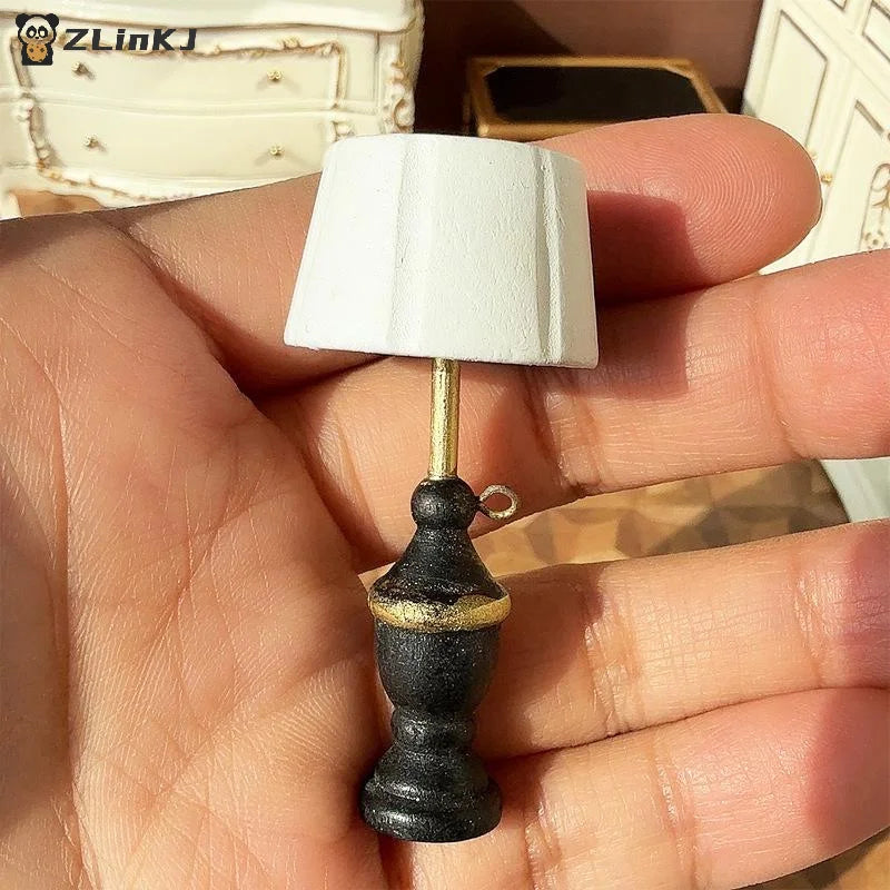 ▶1: 12 Dollhouse Miniature Wooden Lamp Model Ornaments Photography Prop Kids Pretend Play Toys Doll House Mini Decoration Gifts Zpaxo