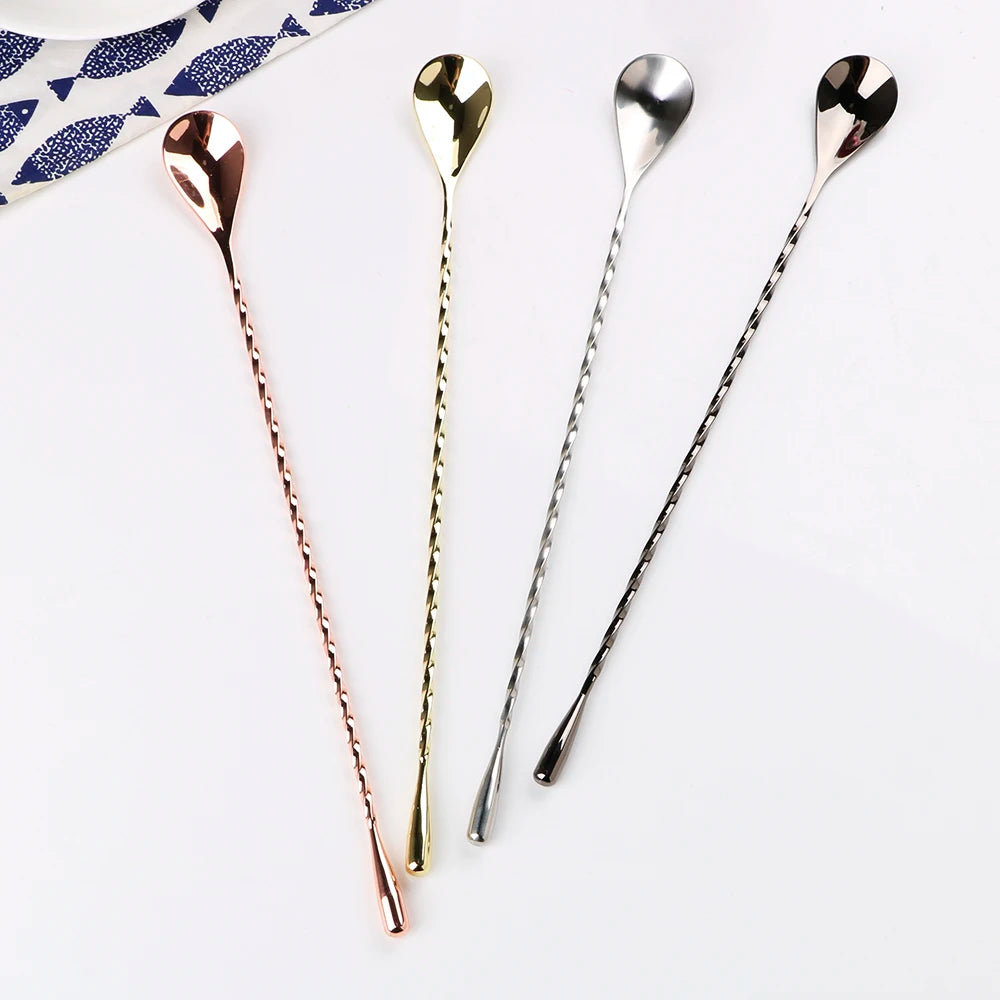 Mixing Cocktail Spoon 30 Bar Teadrop Stir Spiral Pattern Stainless
