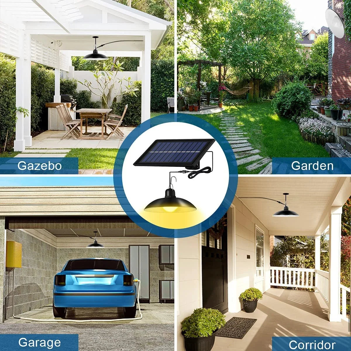 Solar LED Pendant Light Remote Control Outdoor Lighting Garden Patio Zpaxo