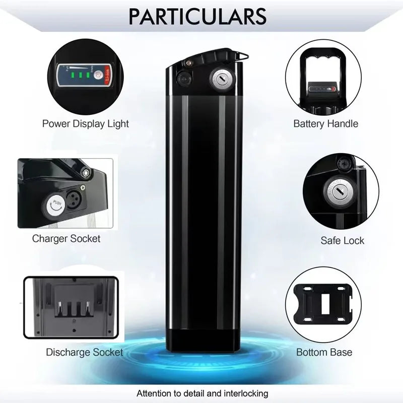 New Upgrade 48V 36V Folding Bike Battery 20Ah 17Ah 15Ah Built-in Bms for Silverfish 250W-1000W Bafang Motor Kit with 2A Charger Zpaxo