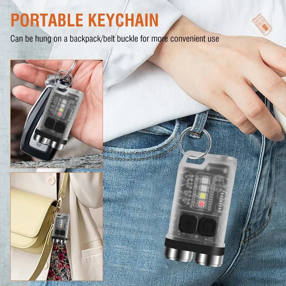 ESMARTER Mini LED Keychain Flashlight – USB-C Rechargeable Torch
