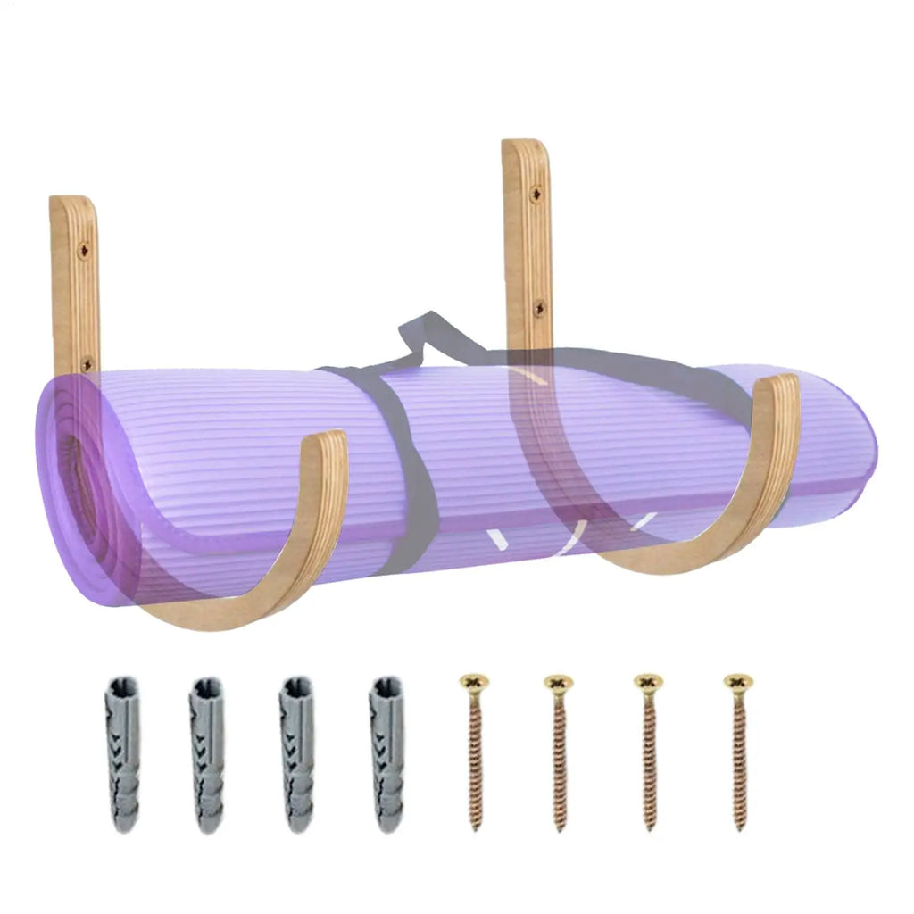 Yoga Mat Organizer Wooden Screws Accessories Exercise Rack Home