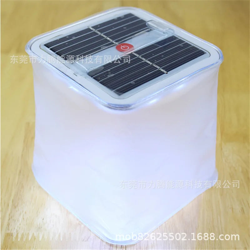 Solar Power Inflatable Camping Lights Outdoor LED Lamp Frosted RGB Zpaxo Square-White