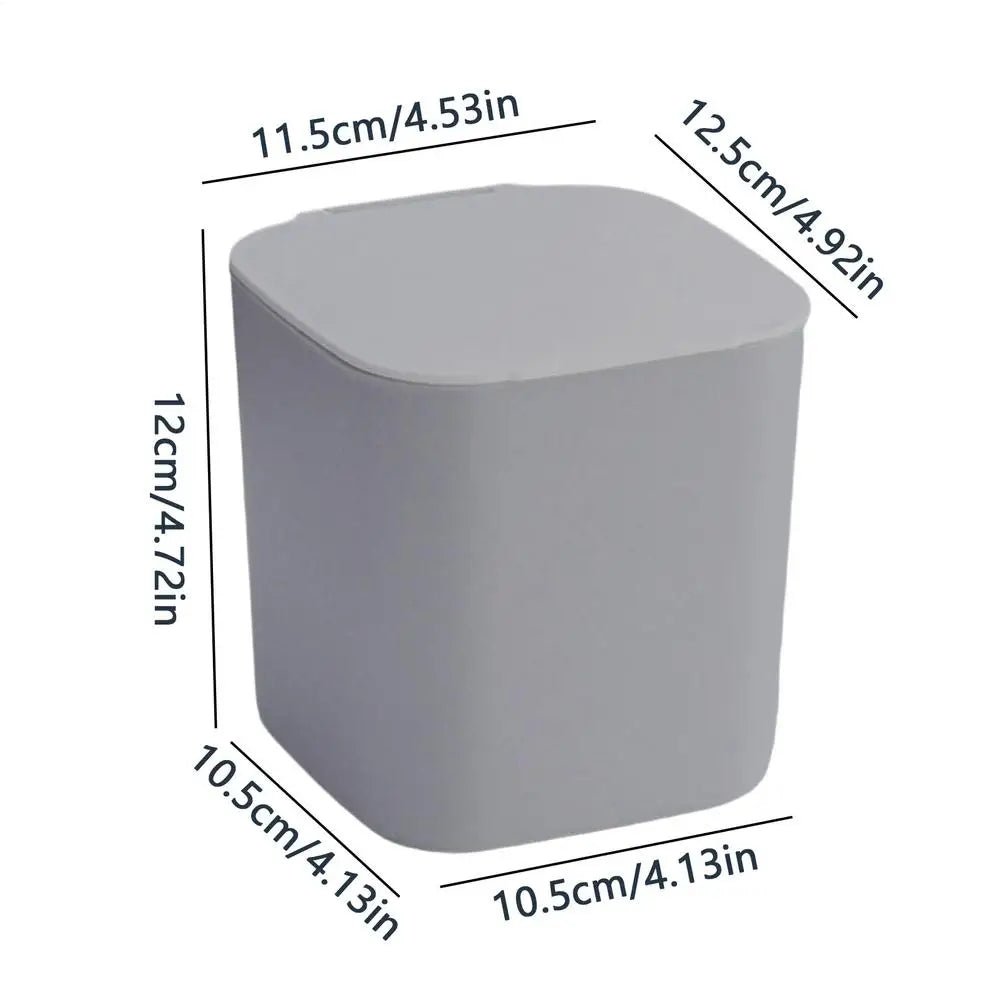 Mini Desktop Trash Can with Lid – Small Desk Waste Bin Desktop Trash Can Zpaxo Grey