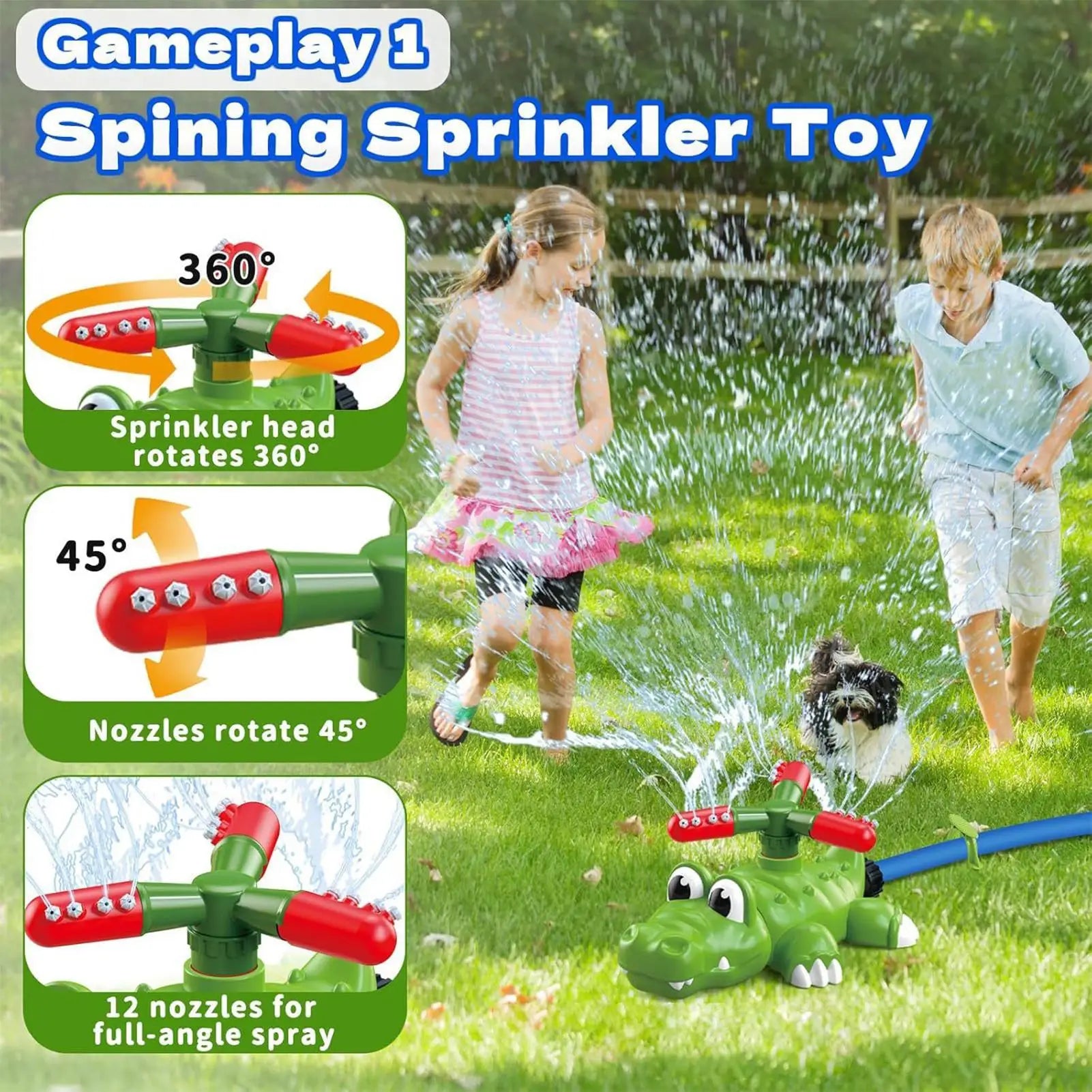 Kids Sprinklers Outside Cartoon Crocodile Rocket Launch Game Outdoor Zpaxo
