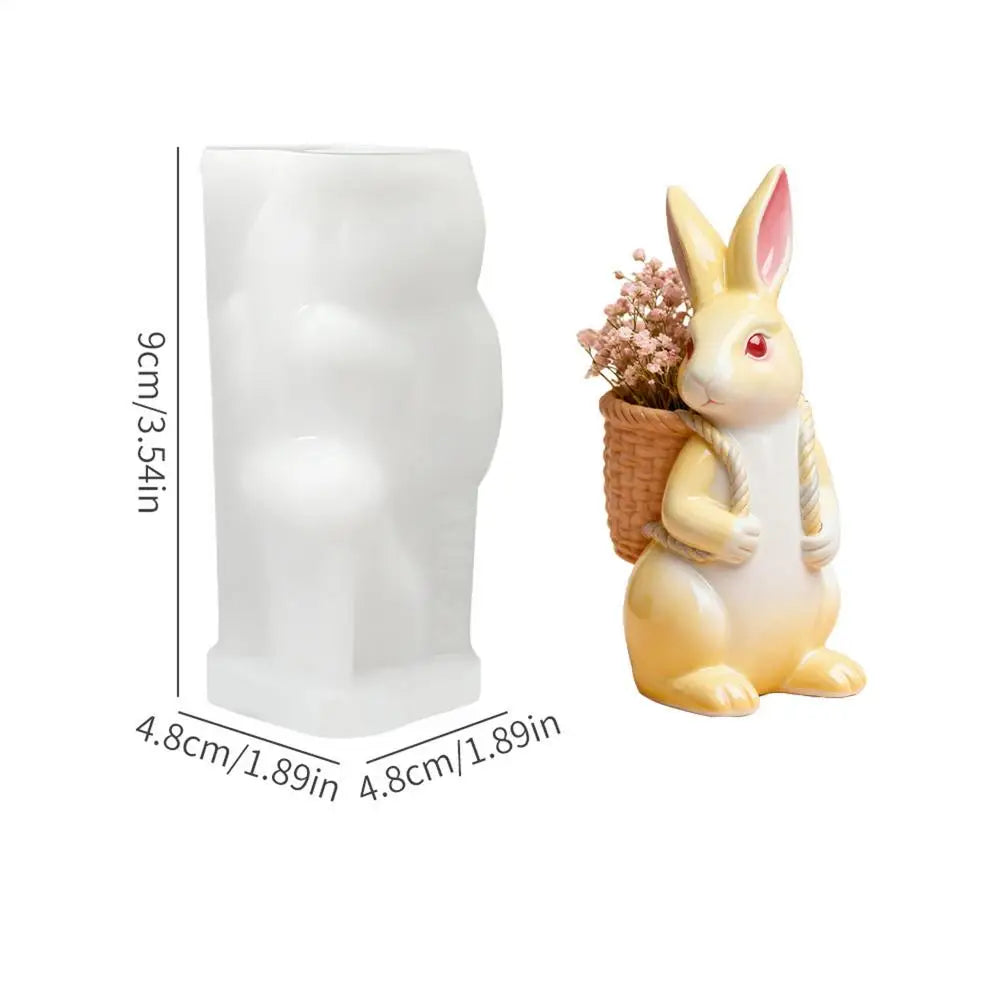 3D Easter Bunny Silicone Mold Candle Making Plaster Cement Craft