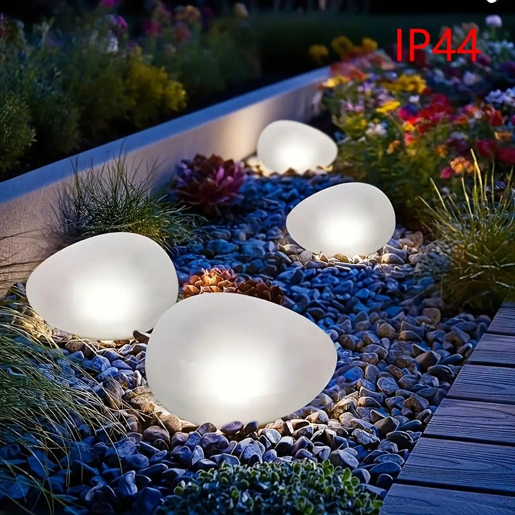 Solar-powered White Light Stone Lamp Suitable Indoor Outdoor Use