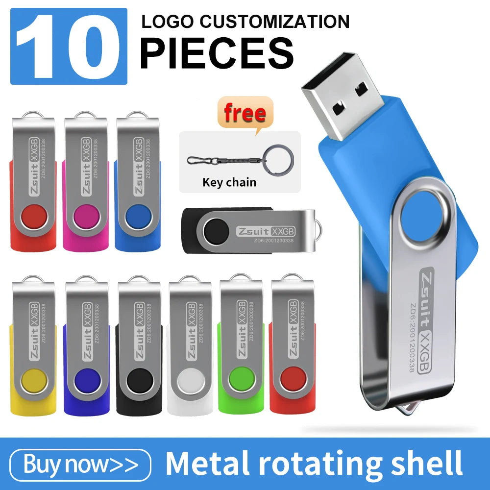 Zsuit 10 Pcs Free Custom USB Flash Drives 4GB 8GB 16GB Pen Drive 32GB 64GB 128GB USB Sticks Pendrive 512MB Gift Memory Stick USB Zpaxo