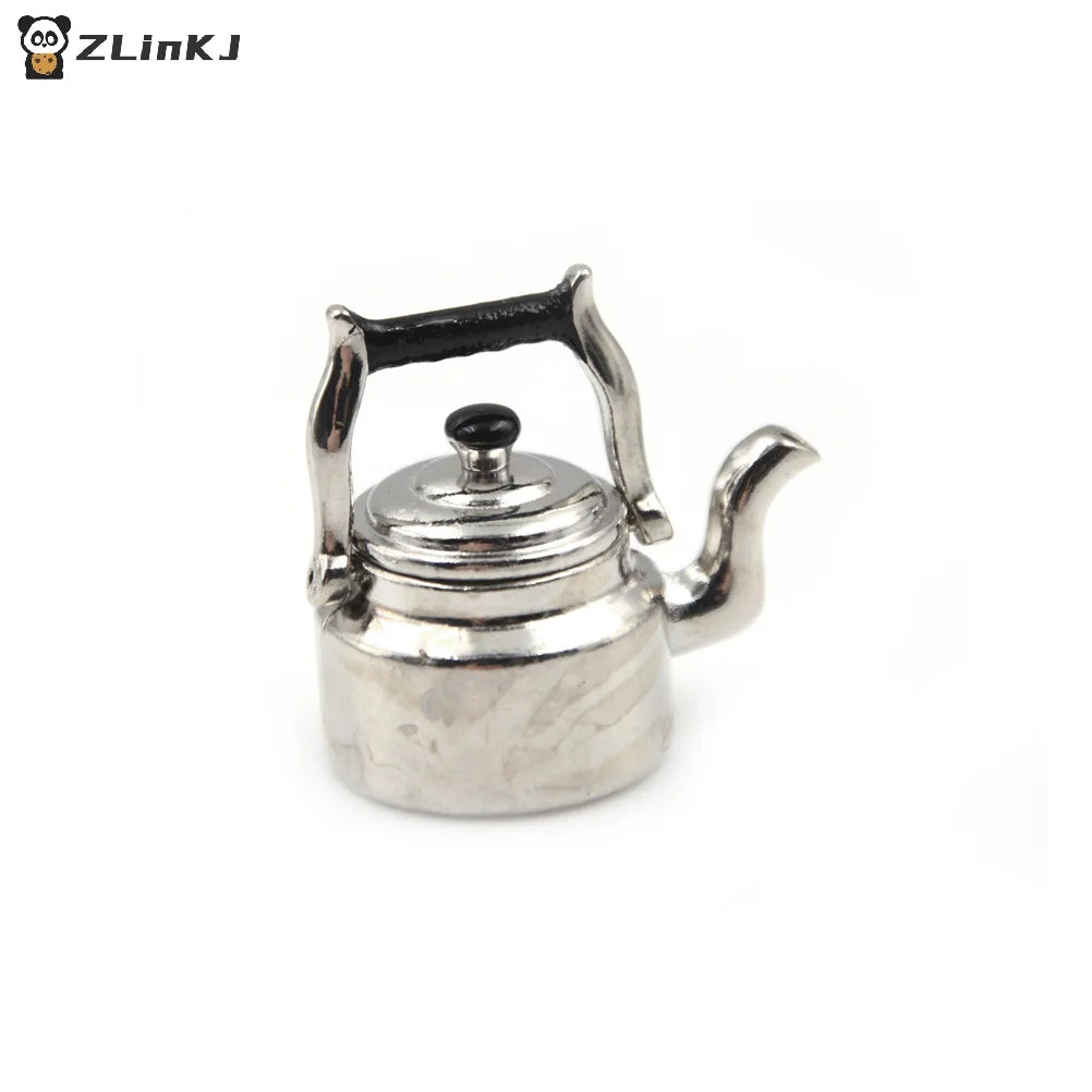 ▶1PCS 1:12 Miniature Teapot Tea Kettle Dollhouse Kitchen Food Accessories Dolls House Kitchen Furniture Teapot Zpaxo