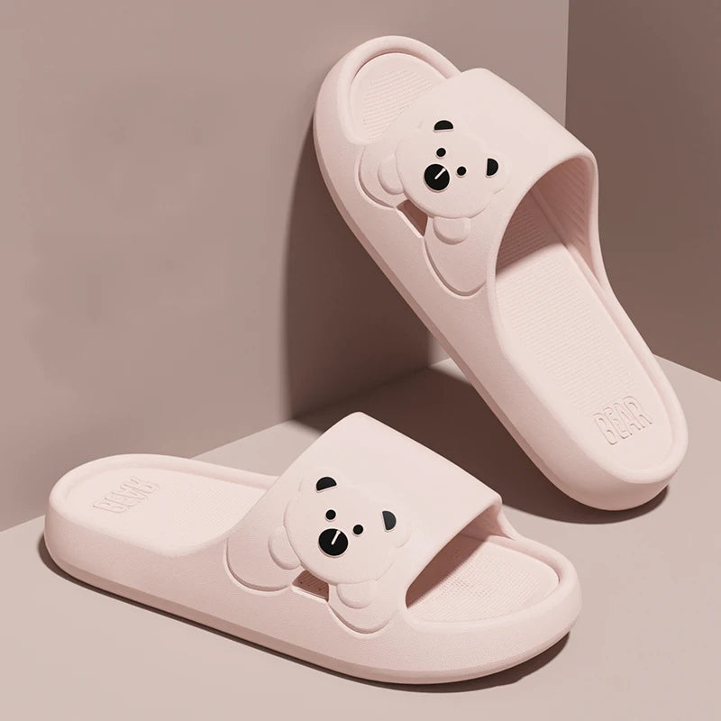 Fashion Women's Slippers Indoor Soft Sole Cartoon Bear Slides