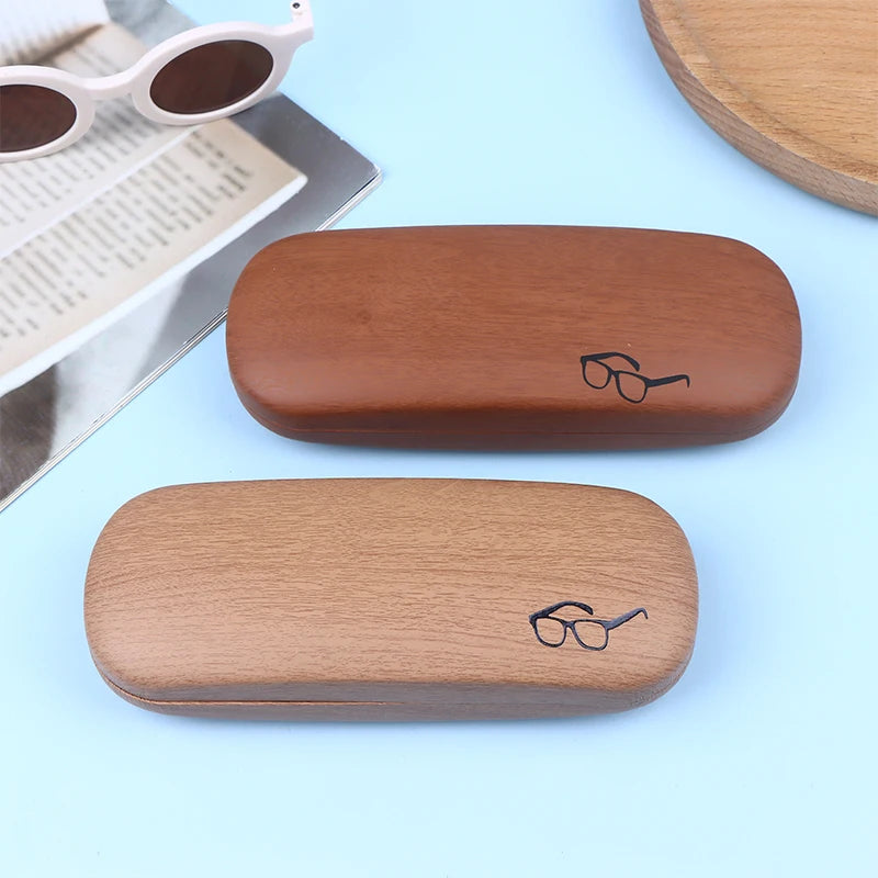 Chic Wood Grain Leather Eyeglass Case Box Men Women Reading Glasses Zpaxo