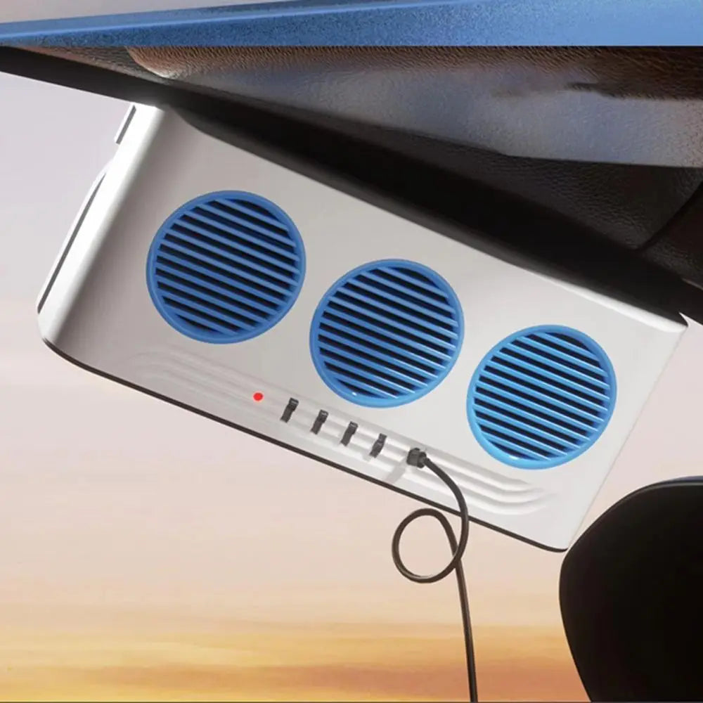 Three Outlets Solar Powered Fan Light Car Window Vent Cooler Mount Zpaxo