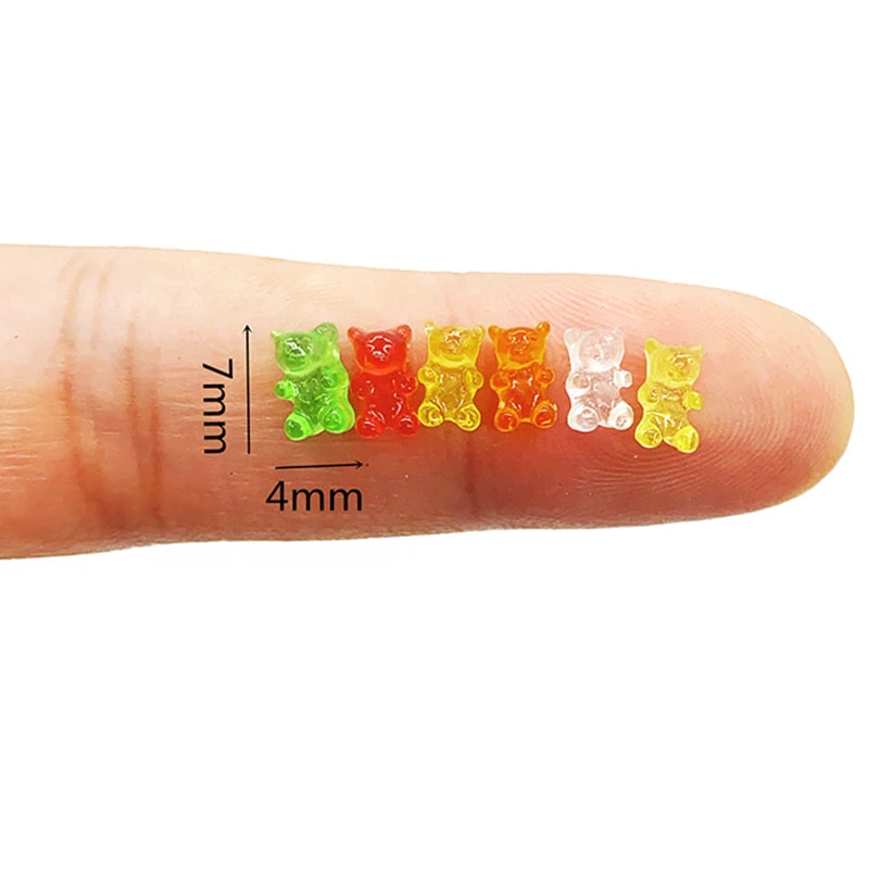 ▶20Pcs Mini Resin Colorful Bear Ornaments DIY Crafts Dollhouse Candy Decoration Zpaxo 20pcs random