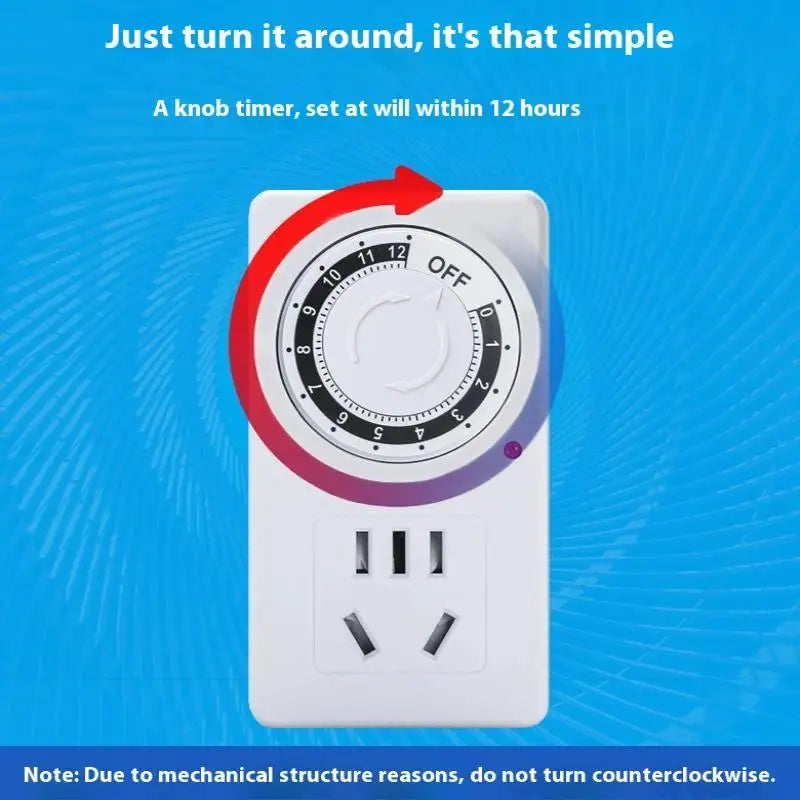 12/24 Hour Mechanical Cyclic Timer Switch – Universal Outlet Socket