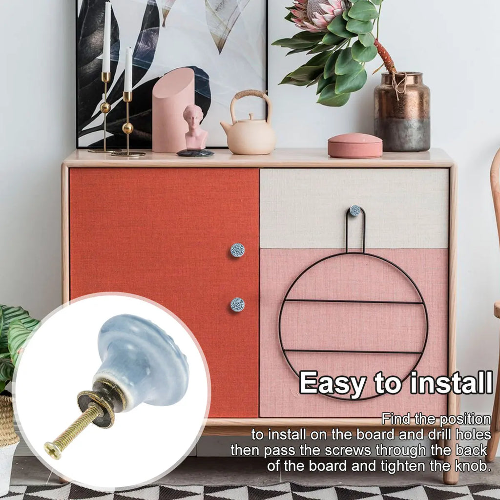 10 Pcs Drawer Pull Handles Round Cabinet Knobs Vintage Ceramic Door Knobs for Closet Cupboard Wardrobe Dresser Kitchen Furniture Zpaxo