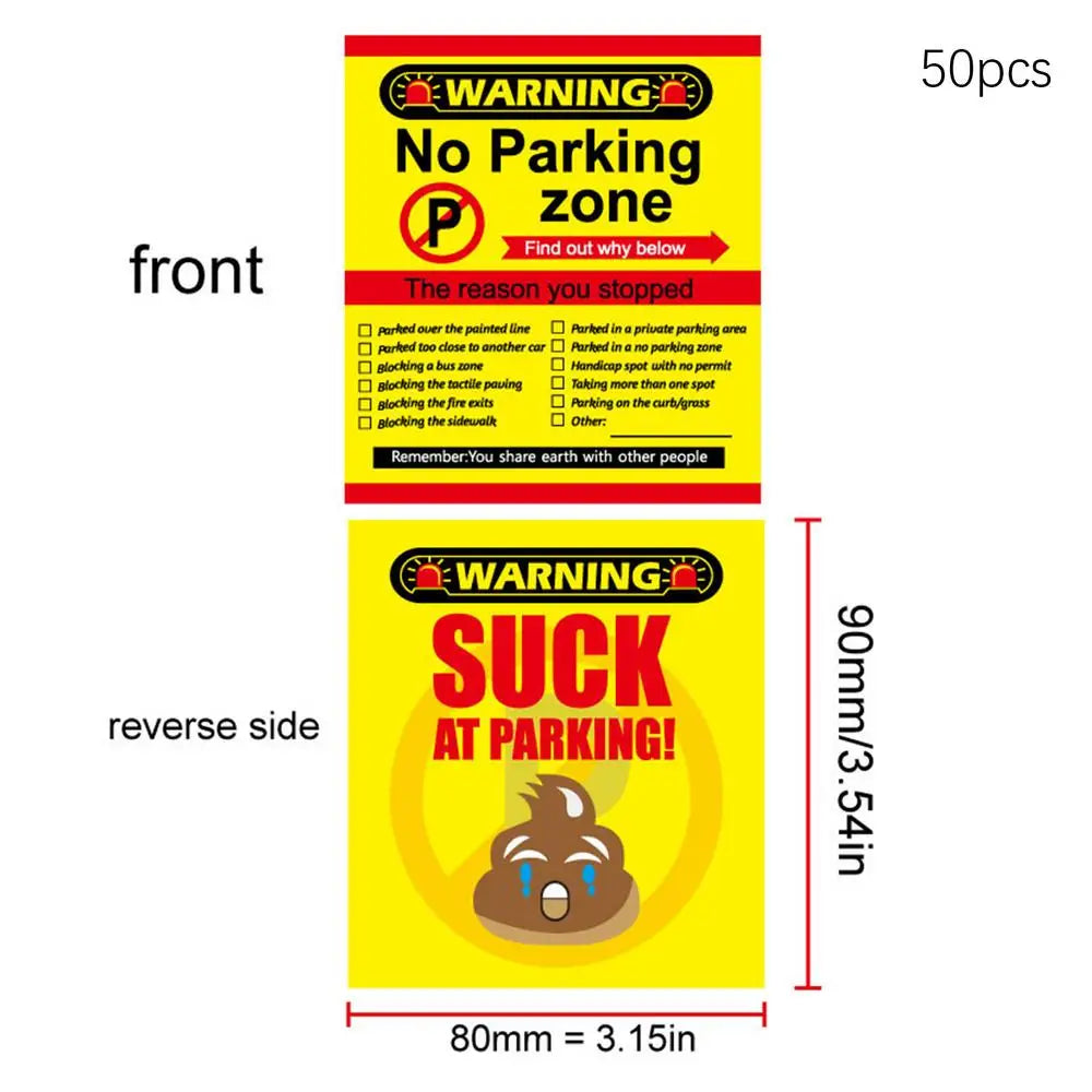 Bad Parking Cards 50 Pieces Funny Parking Ticket Prank Business Supplies Warning Signs For Men Women Family Christmas Zpaxo Yellow 50pcs United States