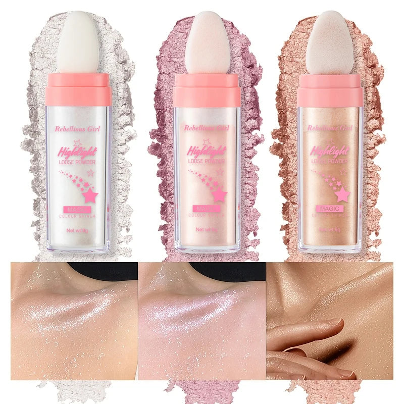 3 Colors Glitter Fairy Highlight Pat Powder Bride Wedding Body Shiny Zpaxo