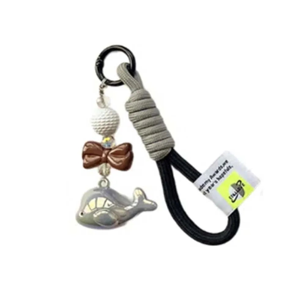Creative Cartoon Whale Keychain Acrylic Backpack Hanging Woven Rope Pendant Earphone Case Decoration Ornaments Car Key Ring Toys Zpaxo Grey