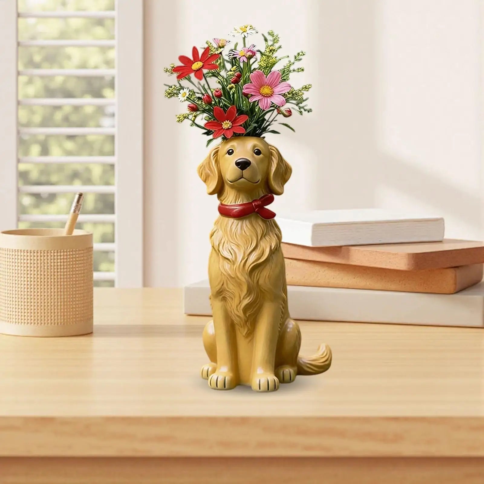 Vases Home Decor Resin Dog Desk Ornament Handcrafted Vase Shelf