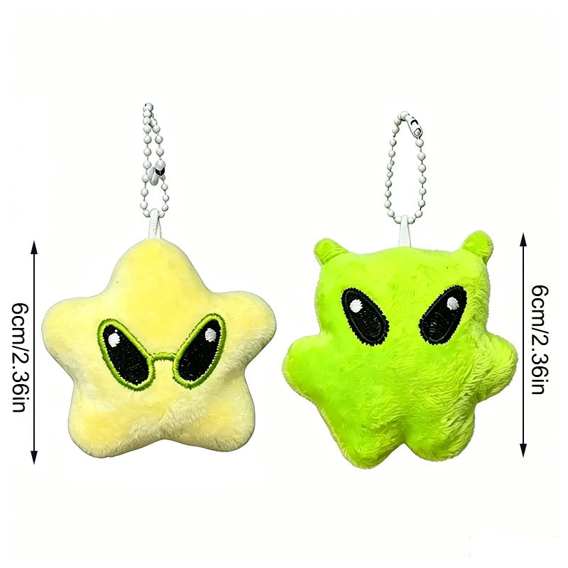 Cute Green Alien Star Plush Pendant Mini Soft Doll Keychain Versatile